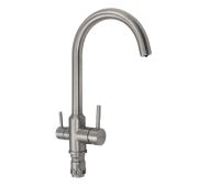 Смеситель кухонный 91114 MAGNUS с двойным выпуском воды для фильтра, нержавеющая сталь марка 304