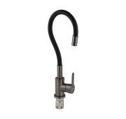 Смеситель кухонный 9321 BRIMIX ЧЕРНЫЙ/ГРАФИТ (цвет корпуса), гибкий излив, из нерж.стали марки 304