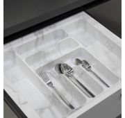 Лоток для столовых приборов 800 MARBLE 735*485, бело-серый мрамор AKS